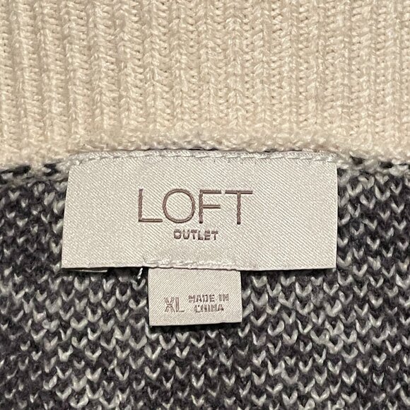 Loft Outlet Women's Houndstooth Grey/Cream Zip-Up Cardigan, Size XL EUC - Picture 5 of 6